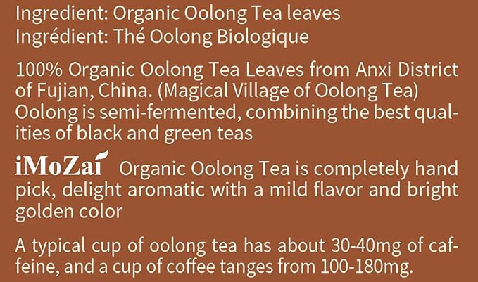 Imozai Organic Oolong Tea Bags 100 Count Individually Wrapped