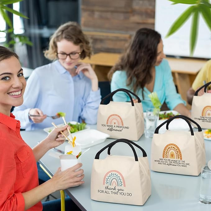 Teacher Appreciation Gifts Bulk Back to School Thank You Insulated Lunch Bags Teacher Reusable Lunch Bags Leakproof Totes End of Year Appreciation Gift for Men Women(12 Pcs,Boho)