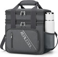 RealCool Lunch Bag, Insulated Lunch Box for Men Women, Double Deck Leakproof Soft Cooler Bag with Adjustable Strap, Reusable Lunchbox for Work, Travel, Camping (Grey)