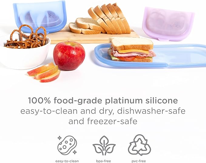 Ubbi Platemate Reusable Silicone Storage Bag, Opens Flat as Placemat, Dishwasher and Freezer-Safe, Lunch Container, Leakproof Sandwich & Snack Bag, Easy to Clean, BPA-Free, Smoothie Purple