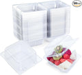Evnlo 100 Count Clear Plastic Containers with Lids for Food, Thickened Disposable Sandwich Containers Clamshell Boxes for Cake Slice, Dessert, Hamburger, Salad, Pastry, Fruits, Takeout Tray