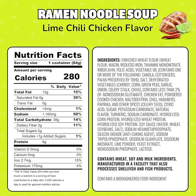 Maruchan Instant Lunch Ramen Noodles, Lime Chili Chicken Flavor – Japanese-Style Instant Noodle Soup, Easy Meal Ready in 3 Minutes – 2.25 Oz. (12 Pack)