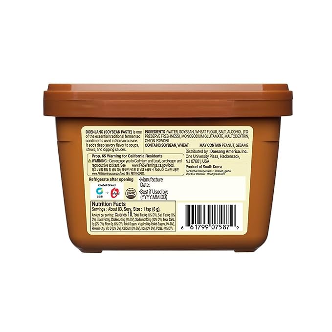 Doenjang - Premium Korean Soybean Miso Paste [Original, 1.1 lb (500g)] – Fermented Korean Miso-Style Bean Paste for Doenjang Jjigae, Stews, Soups, Marinades & Dipping Sauces – Rich Umami Korean Pantry Essential