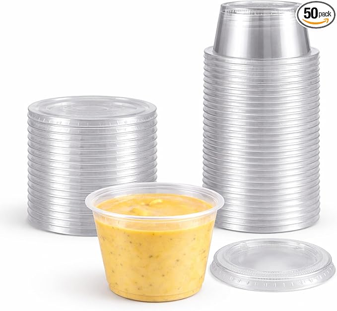4U'LIFE 3.25oz Clear Plastic Souffle Cup/BPA Free Portion Cup With Lids-50 Sets