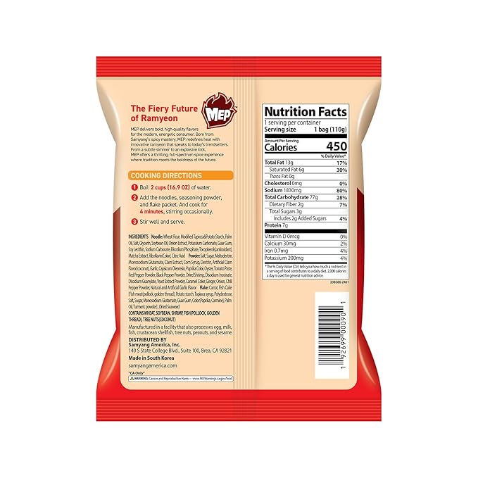 Samyang MEP Garlic Clam Ramen, Spicy Korean Instant Bag Noodle Soup, Refreshing Seafood Broth Ramyeon, Easy Cook Noodles, 3.88 oz (Pack of 4 Bags)