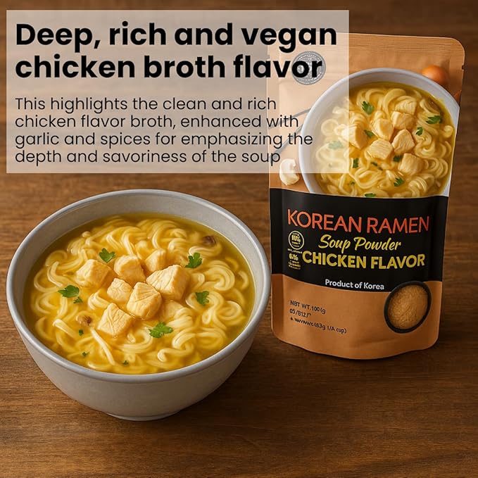 Korean Chicken Ramen Soup Powder - Instant Ramen Soup Seasoning Chicken Flavor, Umami Flavor, 5.29oz pack, product of Korea