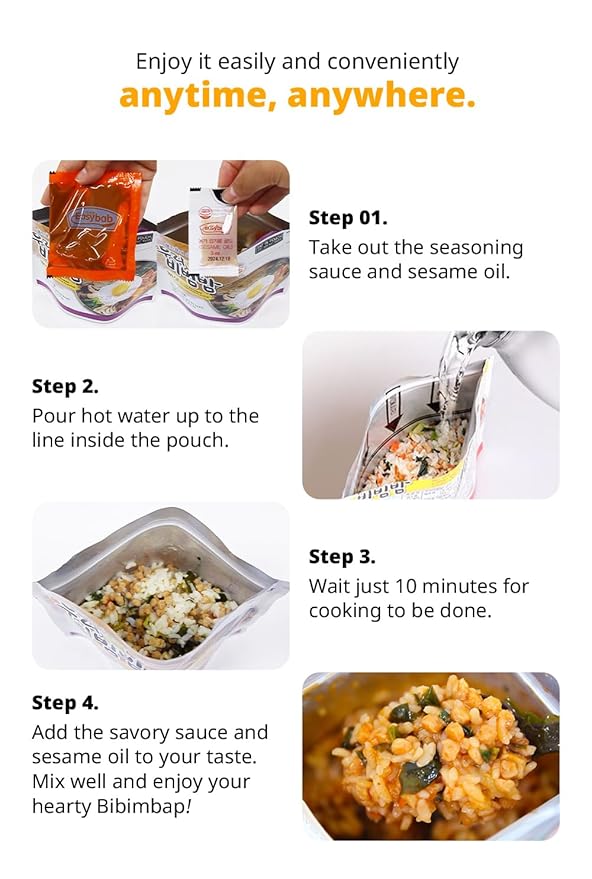 Easybab Korean Ready to Eat Bibimbap, Mushroom (2 PACK)
