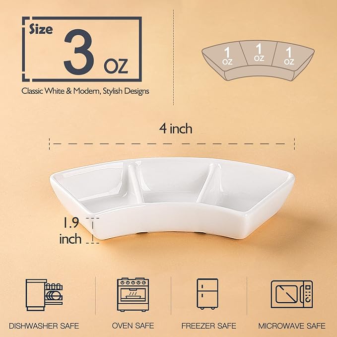 DELLING Ceramic Dipping Sauce Bowls Set - 3 Oz Dipping Dishes- Small Bowls for Sushi, BBQ or Fondue - Great for Different Sauce and Dip, Set of 5