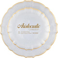 PLASTICPRO 24 Piece Clear WithGold Rim Aristocratic Combo Plastic Dinner Plates Disposable Plastic Fancy Heavy Duty Party Dishes 12, 7'' inch and 12, 10'' inch, Clear With Gold Rim