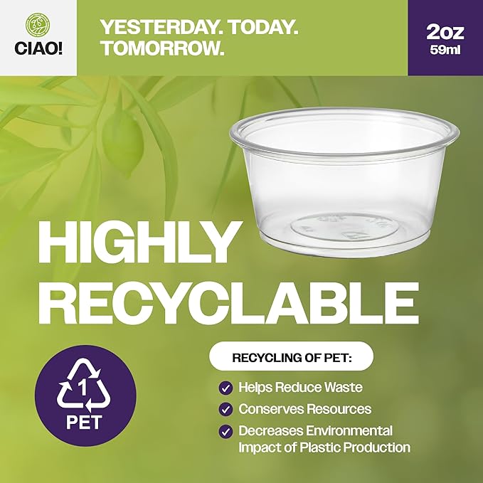 CIAO! 2OZ PP Clear Portion Cup, Lids Sold Separately (Case of 2,500)