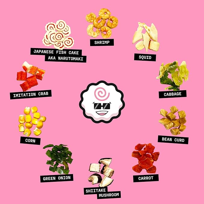 Ramen Bae Classic Seafood & Veggie Mix Dried Ramen Toppings - Low Fat, Low Sodium, Dehydrated Ramen Toppers, Add Ins, Mix Ins for Ramens, Noodles, Soup, Fried Rice - Easy To Prep, Up To 20 Servings