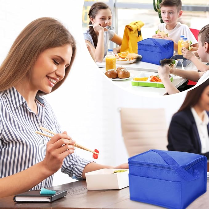 Nuogo 15 Pack Insulated Lunch Bags Bulk, Reusable Cooler Boxes, Leakproof Lunch Boxes Set, Waterproof Thermal Coolers, Insulated Beverage Bag for Women Men Work Picnic Beach(Blue)