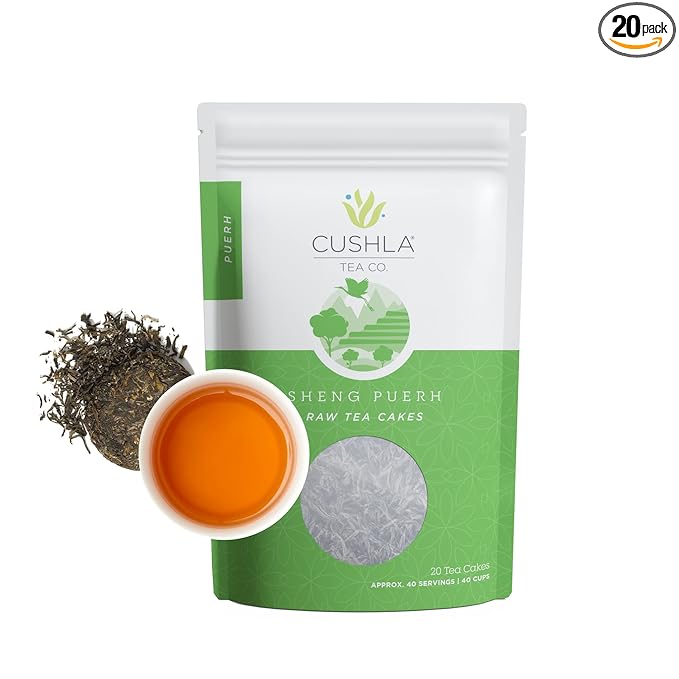 Raw Sheng Pu-erh Tea, Classic Aged Fermented Puerh Tea Cake, 20ct Chinese Sheng Pu'er 40+ Cups Of Tea