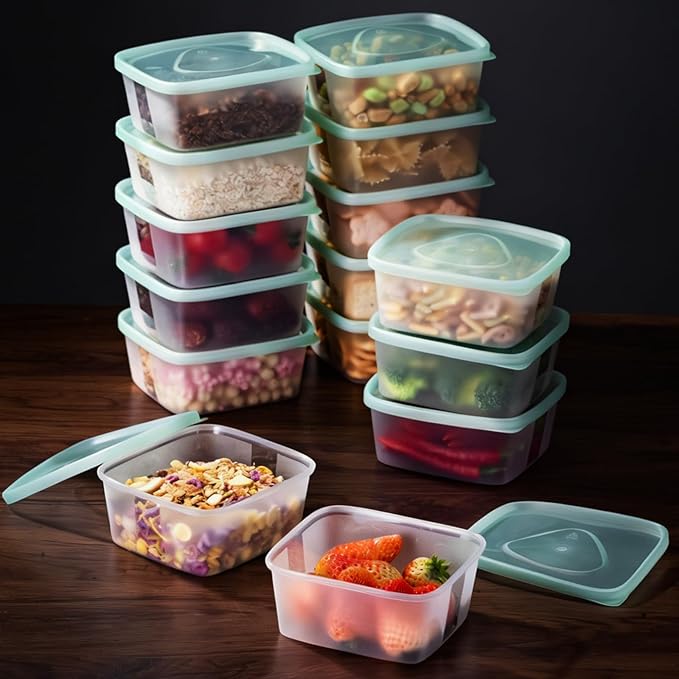 LivLab Mker 30 PCS Food Storage Containers with Lids - Reusable Meal Prep Containers Bpa-Free Freezer Lunch Boxes for Leftovers, Snack, Fruits, Salad - 15 Sets | 20 fl oz | 2.5 Cups