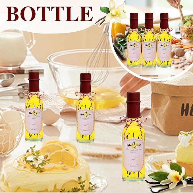 5oz Hot Sauce Bottles with Lids,Clear Woozy Bottles with Shrink Capsules,Small Wine Making Bottles With Lids for Bottling,Empty 5oz Glass Vanilla Extract Bottles With Red Caps Set of 35