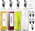 gmisun Olive Oil Dispenser for Kitchen, 4 Pack 17 fl oz Glass Oil Dispensers Bottle, Cooking Soy Sauce Bottle Container Cruet with Plastic Pourer Spout, Funnel and Labels, Clear