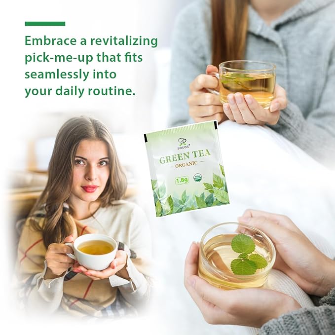 Soeos Organic Green Tea, 100 Tea Bags (Pack of 1), Caffeinated, Fresh and Healthy Green Tea, 6.3 Ounce