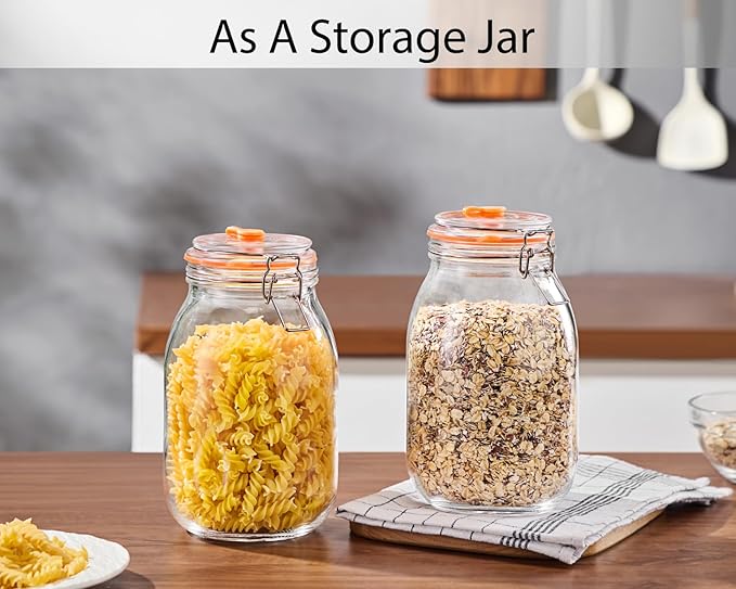 1.8 Liters(0.48 gallons) Fermentation Jar, Wide Mouth Glass Fermenting Jar with Airlocks for Making Sauerkraut, Kimchi, Pickles, Mead, Cider & More, Pack of 2