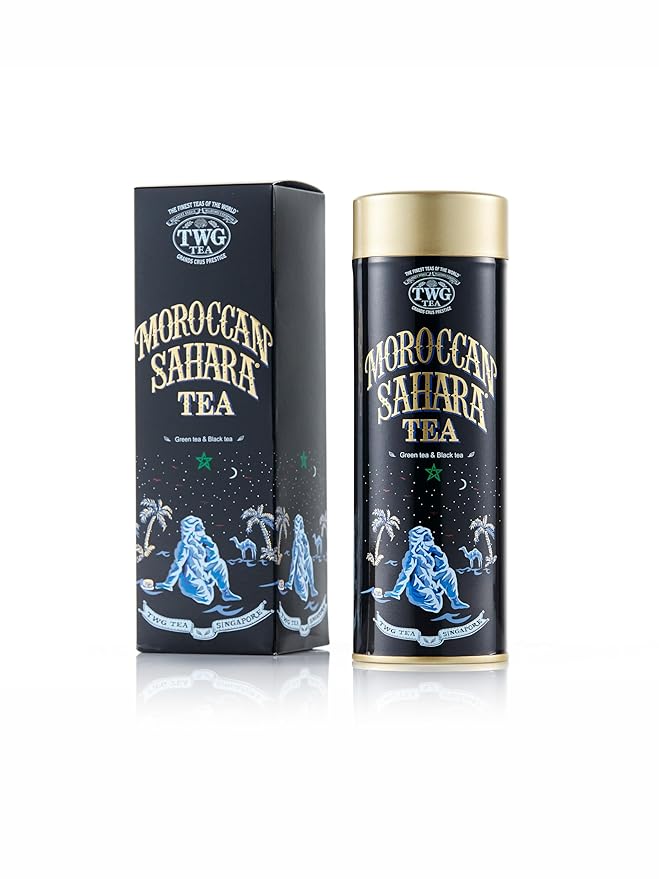 TWG Tea | Moroccan Sahara Tea | Green & Black Tea | Rose Petals, Nuts & Spices | Haute Couture Tin, 100g | Gift Set