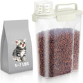 LEAWALK 5Lbs Dog Cat Storage Container Portable with Upgraded Large Spout and Cup, Plastic Pet Food Dispenser for Small Animal Kibble, Bird Seed, Oatmeal, Rice, Flour, Brown Sugart -Elegant White