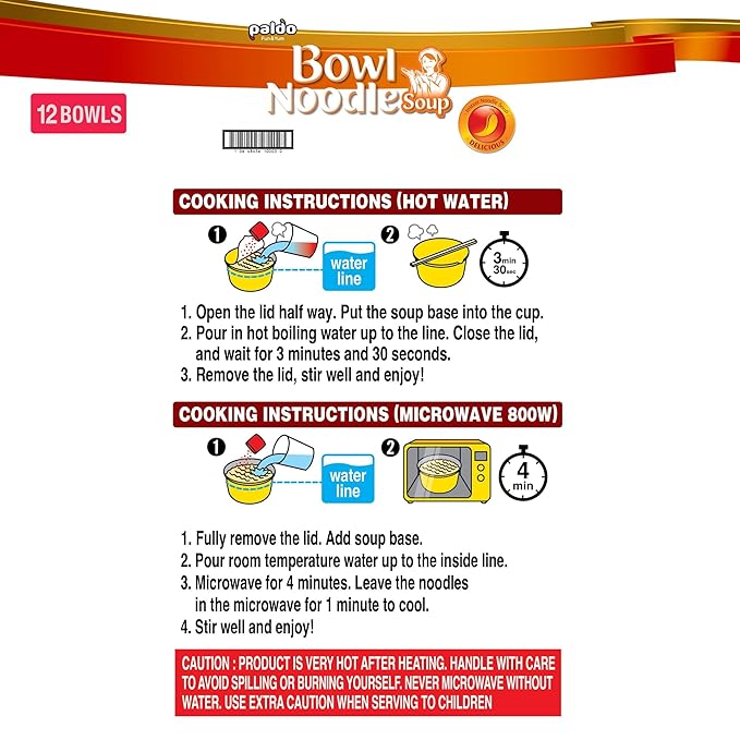 Paldo Fun & Yum Hot & Spicy Instant Cup Noodle Soup Bowl, Pack of 12, Best Oriental Style Korean Ramyun, Most Loved Korean Noodles, 팔도 육개장 사발면 86g (3.04 oz) x 12