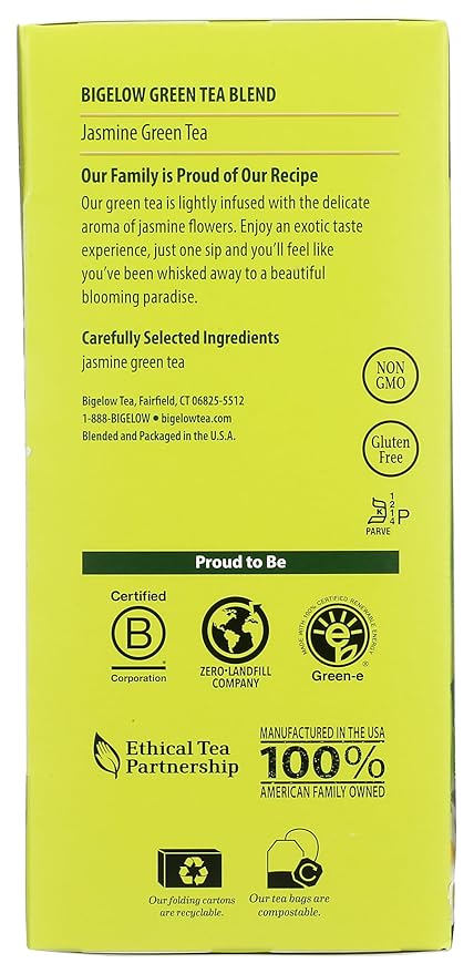 Bigelow Tea Green Jasmine 28ct (Pack of 1), Medium-Caffeine, All Natural, Antioxidant-Rich, Individual Foil-Wrapped Bags