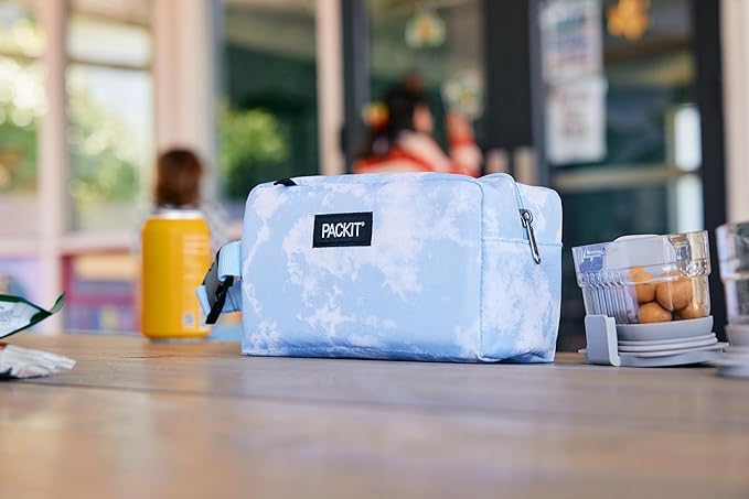 PackIt Freezable Small Insulated Snack Box, True Blue, with EcoFreeze Technology (Built-in Ice Pack), Mini Cooler or Small Lunch Bag, For Fresh Snacks On the Go, for Work, Gym, or Travel