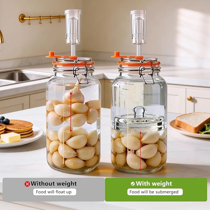 2 Pack 64oz/2L Glass Fermenting Jars with Airlocks & Weights – 3.3" Wide Mouth Sauerkraut Jar Set for Pickles, Kombucha, Kimchi – Complete Home Fermentation Kit for Beginners