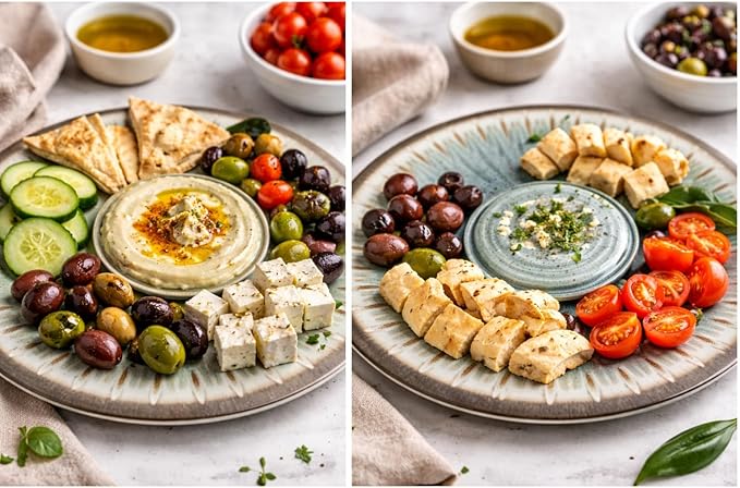 Dependable Industries inc. Essentials 10.5" Melamine Hummus & Guacamole Serving Bowls – 2-Piece Set for Dips, Olives, Condiments – Middle Eastern Style Dishwasher Safe Dip Dishes (Green)