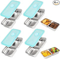 Stainless Steel Snack Containers, 4 Pack Grab and Go Snack Containers Reusable, Double Compartment Food Storage Containers with Lids, Lunch Box Containers for Travel, Outdoor Camping and Daily Use