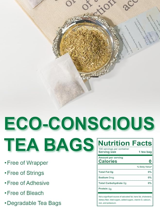 TeeLux Fennel Tea Bags, Pure & Natural Fennel Seeds Herbal Tea, Smooth & Light Spicy Flavor, Caffeine Free, 100 Count