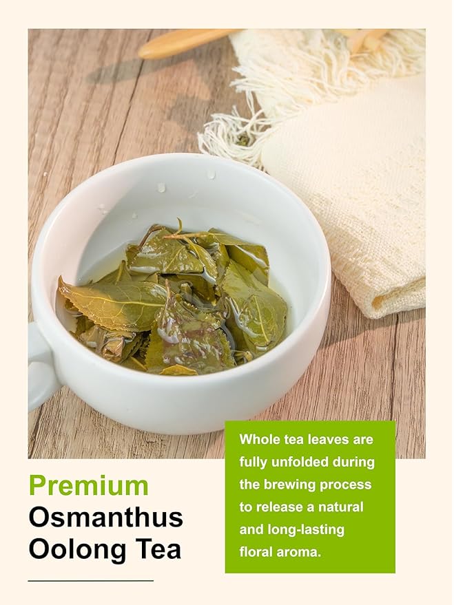 TeeLux Osmanthus Oolong Tea, Oolong Loose Leaf Tea with Osmanthus Flowers, Flavorful & Aromatic, Hot & Iced Tea, 5.3 oz