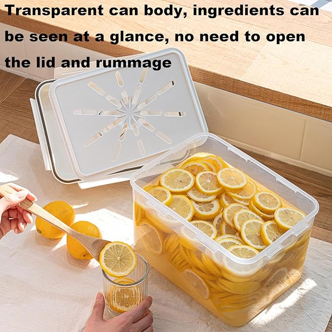 Kimchi Fermentation Container - Airtight 4/5L Pickle Keeper With Handle And Lid, Kimchi Box - Clear Kimchi Press Fermentation Storage Container, Maintain Fresher Taste, vinegar