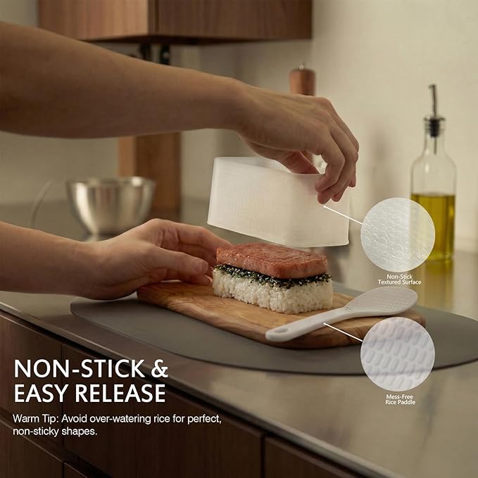 2PCS Musubi Press Mold, Spam Musubi Mold Kit - BPA-Free Non-Stick Spam Musubi Mold, Includes 5 Packaging Bags & Stickers for Hawaiian Sushi, Kimbap & Rice Press Mold