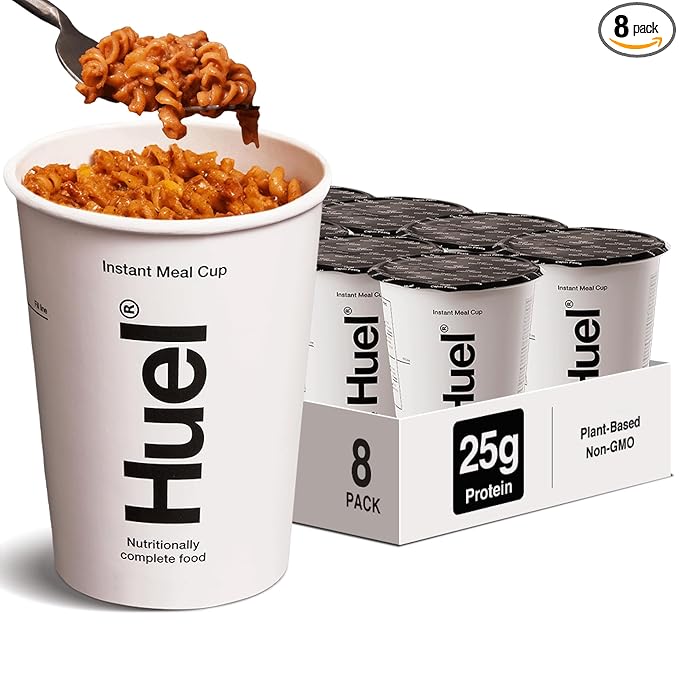 Huel Hot and Savory Cups | Cajun Pasta | 25g Protein Plant Based Instant Meal | 27 Vitamins and Minerals | 100% Nutritionally Complete | 8 Cups