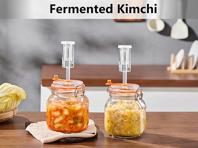 Square Fermentation Jar, 1 Liters Glass Fermenting Jar for Making Sauerkraut, Kimchi, Pickles, Mead, Cider & More, Pack of 2