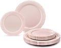 " OCCASIONS " 240 Plates Pack,(120 Guests) Vintage Wedding Party Disposable Plastic Plates Set-120x10.25'' Dinner +120x7.5'' Salad/Dessert Plate (Portofino Light Pink/Blush)