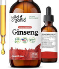 Wild & Organic Korean Red Ginseng Extract Drops - Immune & Energy Support - Panax Ginseng Supplement - Add to Tea Liquid Root Tincture - Vegan, Sugar & Alcohol-Free - 2 fl oz