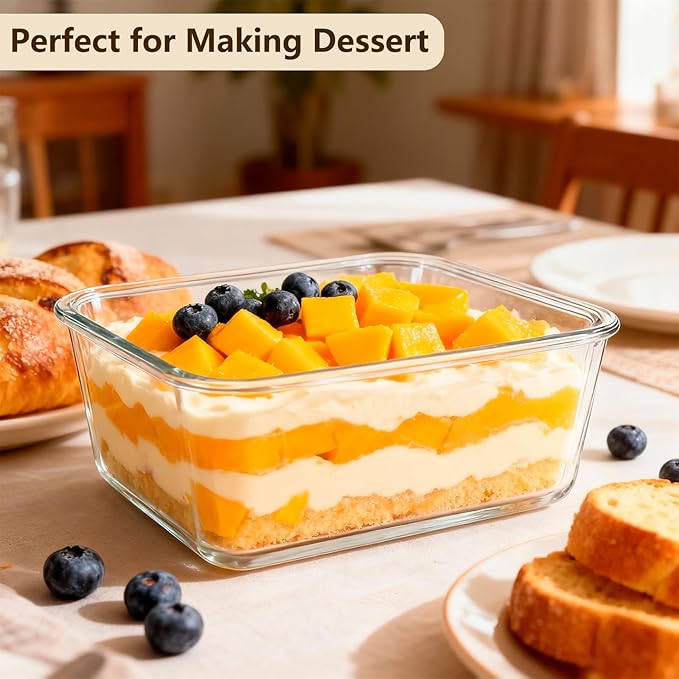 5.4L/ 180oz/ 22cup Extra Large Glass Food Storage Container with Airtight Lid for Roasting Chicken, Brine,Lasagna - BPA-Free, Oven, Freezer & Dishwasher Safe Big Marinade Container