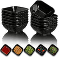 Berglander Dip Bowls Set 12pcs, 6 oz Black Plastic Dipping Bowls, Matte Stone Texture Soy Sauce Plates, Mini Appetizer Bowls for Side Dishes, Condiment Server for Tomato Sauce, Ketchup, BBQ, Party