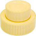 Supernal 100pcs Yellow Plastic Plates,Heavy Duty Plastic Plates,Yellow Party Decorations with Gold Beaded Including 50 Dinner Plate and 50 Disposable Dessert Plate,Pretty Disposable Platos for Wedding