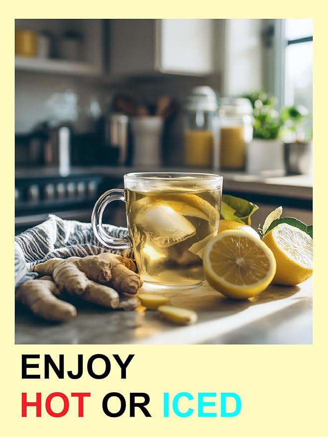 TeeLux Lemon Ginger Herbal Tea, Refreshing Lemon with Spicy Ginger Root & Zesty Lemongrass, Caffeine Free, Soothing & Tangy Flavor, 100 Tea Bags