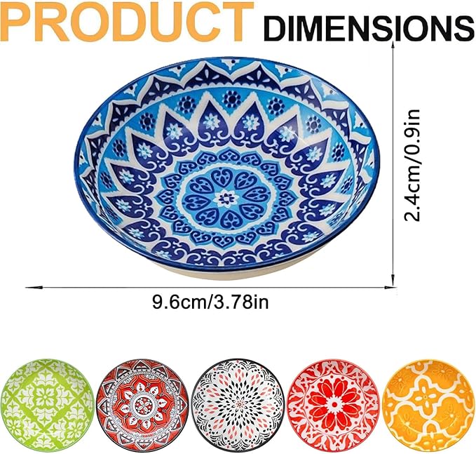 6PCS Ceramic Dipping Bowls,Small Bowl,Soy Sauce Dish Dipping Sauce Little Bowl,Sauce Plates Tiny Bowls for Condiments Sushi Dishes Soy Sauces Ketchup Snack Side Dishes Set of 6