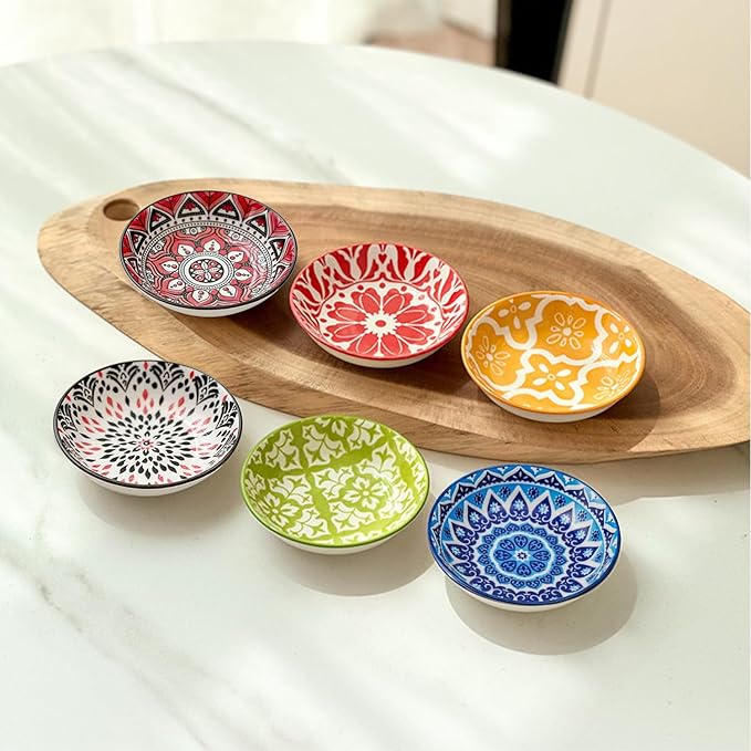 6PCS Ceramic Dipping Bowls,Small Bowl,Soy Sauce Dish Dipping Sauce Little Bowl,Sauce Plates Tiny Bowls for Condiments Sushi Dishes Soy Sauces Ketchup Snack Side Dishes Set of 6