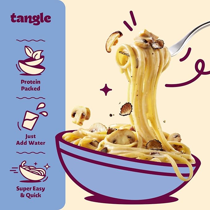 Samyang Tangle Creamy Mushroom Linguine Truffle and Shiitake Flavor Savory Non-Spicy Sauce Air Dried Noodle Quick Microwave Meal 3.70 oz (Pack of 6)