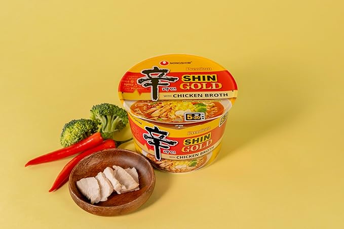 Nongshim Ramen Noodles, Gourmet Instant Ramen bowl, Premium Microwavable Noodle Soup, Shin Gold, 3.56 Ounce (Pack of 6)