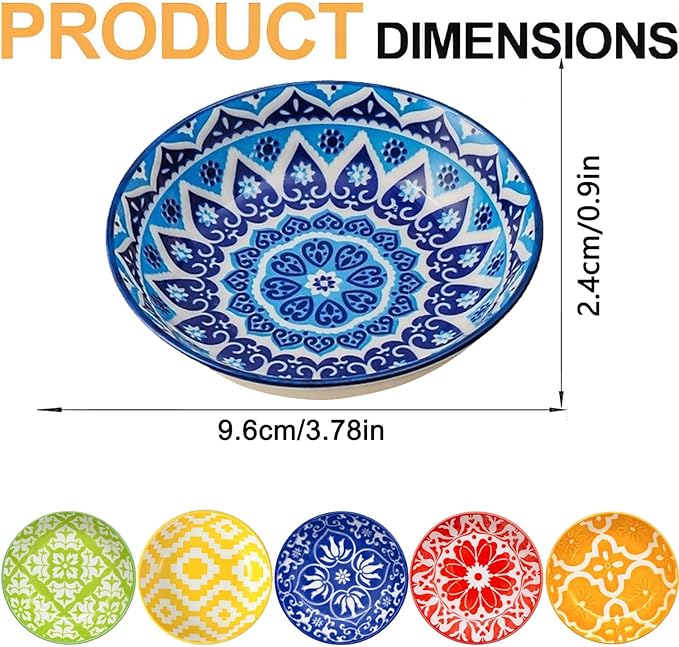6 Pcs Sauce Dishes for Dipping,Soy Sauce Dish,Ceramic Dipping Sauce Bowls,Small Bowl,Sauce Bowl,Sauce Plates Tiny Bowls for Condiments Sushi Dishes Soy Sauces Ketchup Snack Side Dishes - Set of 6