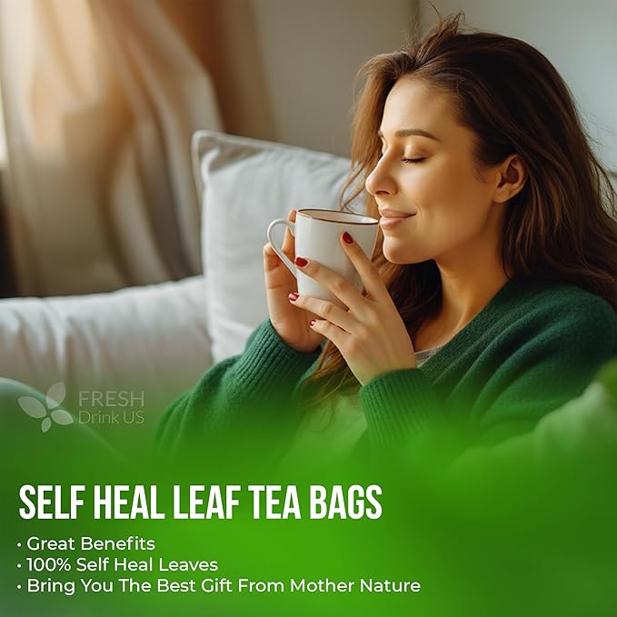 FreshDrinkUS, Premium Self Heal Leaves Tea | 75 Tea Bags | Premium Dried Self Heal Herb for Herbal Tea – Naturally Caffeine-Free, Clean & Convenient Tea Bags. Sugar-Free. Vegan