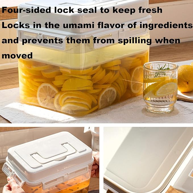 Kimchi Fermentation Container - Airtight 4/5L Pickle Keeper With Handle And Lid, Kimchi Box - Clear Kimchi Press Fermentation Storage Container, Maintain Fresher Taste, vinegar