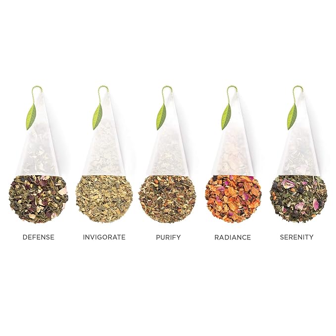 Tea Forte Premium Presentation Box Gift Set Sampler, 20 Count, Assorted Blends Individually Wrapped Handcrafted Pyramid Infuser Bags, Gifts for Mom, Wellbeing Tea